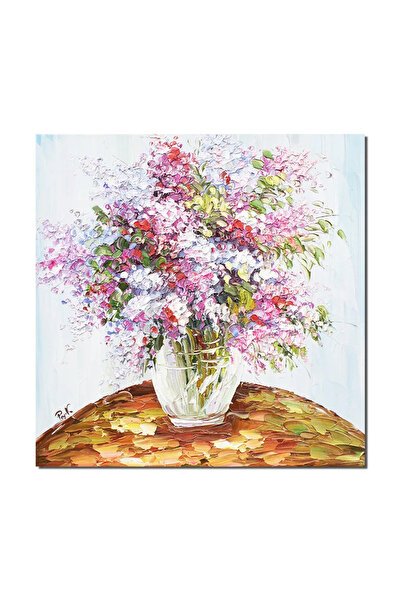 artnova 3D картина с цветя, Ръчно рисувана ваза с многоцветни цветя, 50x50см ...