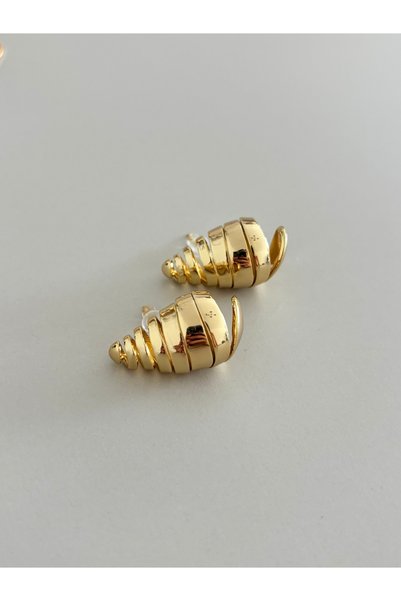 DİESMOONCO Gold Plated Steel Spiral Shell Model Design Earrings