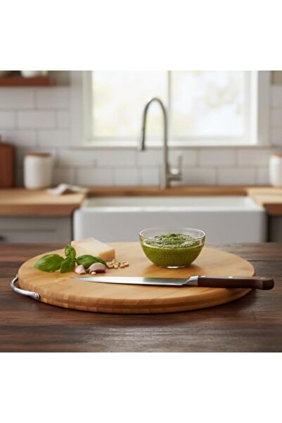 Yıldızan Albemo Bamboo Cutting Board Round 28 * 28 * 1.5 Cm, Cutting Board wi...