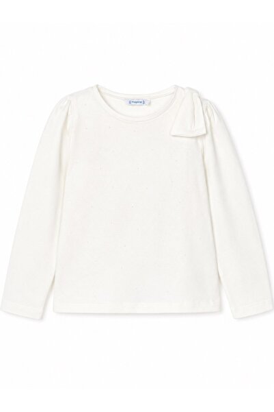 MAYORAL Girl's Long Sleeve T-Shirt with Bow Detail, Ages 2-10, Cream