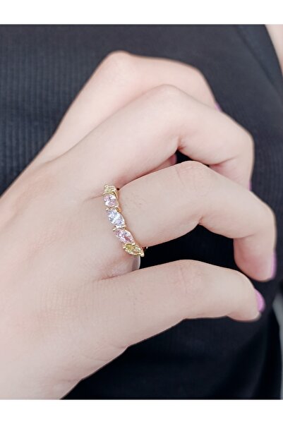 XUPING JEWELRY خاتم XUPING ذهبي مع أحجار كريستال باستيل من الفولاذ