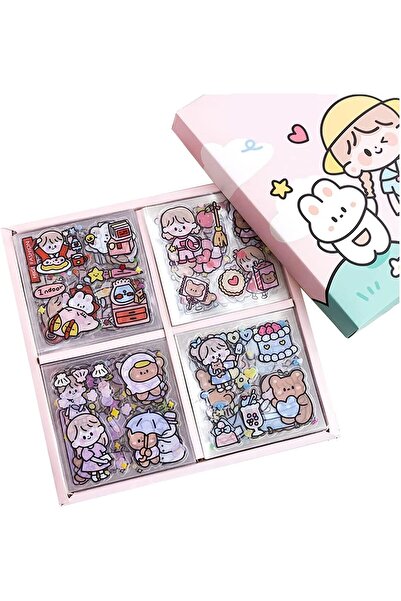 Arabest Stickers,100 Sheets,600+ Small Cute PET Transparent Cartoon Decorativ...