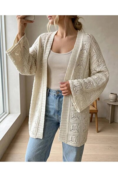 ROKH Women's Openwork Knitted Seasonal Crochet Knitted Cardigan