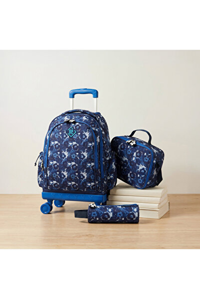 New Expressions Printed 3-Piece Trolley Backpack Set for Boys 8-13 Years with...