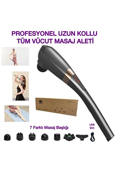 TAOTAO Uzun Saplı Tüm Vücut Masaj Tabancası Şarjlı Masaj Aleti 7 Başlıklı 15 ...