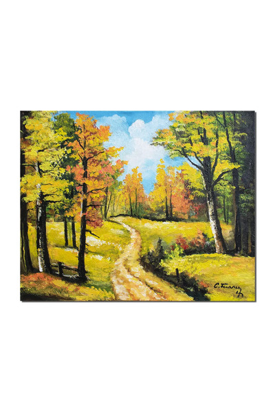 artnova Tablou peisaj din natura pictat manual, Liniste deplina, 50x40cm ulei...