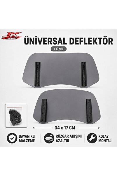JİEKAİ FÜME 34 X 17 Aynasız Universal Çift Bağlantılı Asansörlü Deflektör