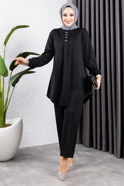 Generic Brand Crepe Suit with Front Patch Black