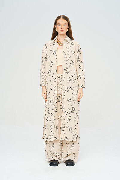 Orfeo Negro Women's Floral and Leaf Embroidered Sequined Maxi Shirt - Dress