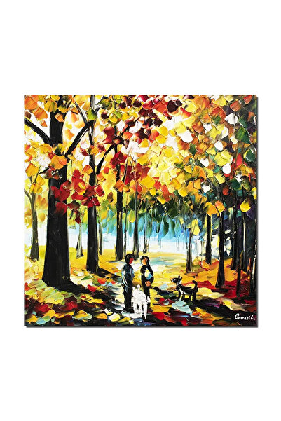 artnova Ръчно рисувана стилизирана картина, В парка с кученца, 50x50см, масле...