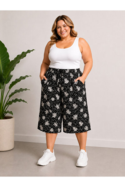 Trendline Women's Oversized Stretch Fabric Viscose Printed Capri Shorts with ...