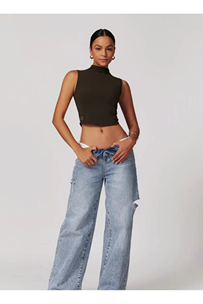 KAWN Womens High-Neck Sleeveless Crop Top
