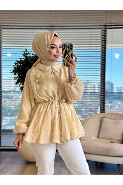 ALANURMODA 24424 قبعة برباط عند الخصر وياقة للأطفال باللون الأصفر