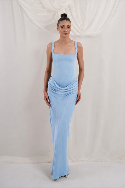 MİVORA MODA Aura Korse Detaylı Maxi Elbise