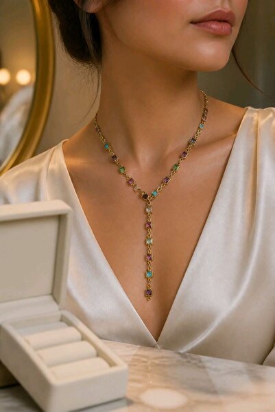 Monalisa Home Luxurious Zircon Stone Figured Flashy Y Necklace
