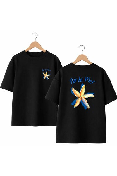 playwear Par La Mer Back and Front Chest Printed 100% Cotton Oversize Loose R...