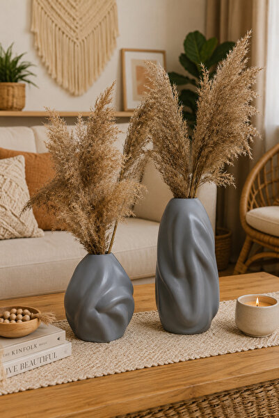 Zigzag Home طقم مزهريات مزخرفة على الطراز البوهيمي مكون من قطعتين كبيرة الحجم...