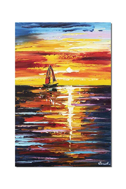 artnova Tablou pictat manual birou, hol, living, dormitor, Velier in bataia v...