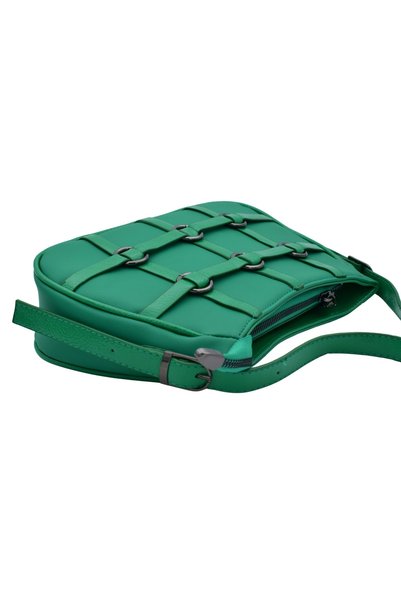 Smooth Bags Emerald Green Women's Shoulder Bag with Metal Ring Detail Casual Bag