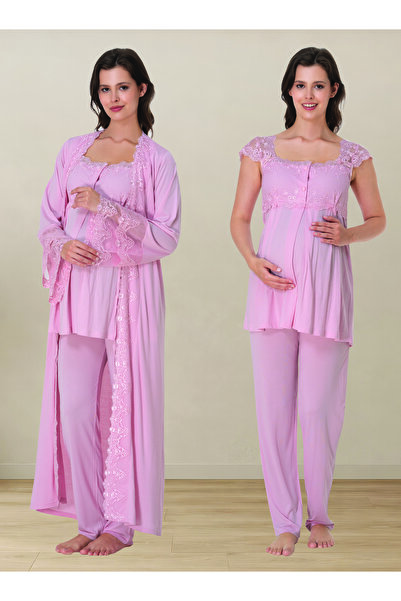 by İGP Maternity Pajama Set with Nursing Features and Lace Detailing, Include...