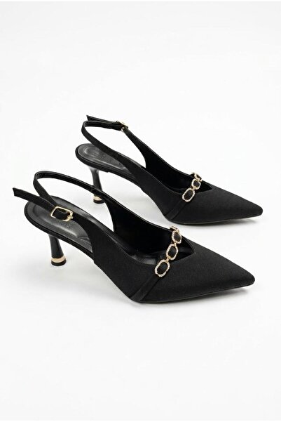 fort 35096 Satin Chain Buckle Detailed 7 cm Heel Height Women's Shoes