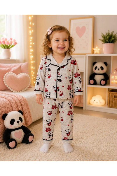 derin baby 100% Cotton Long Sleeve Buttoned Seasonal Cute Panda Patterned Sof...