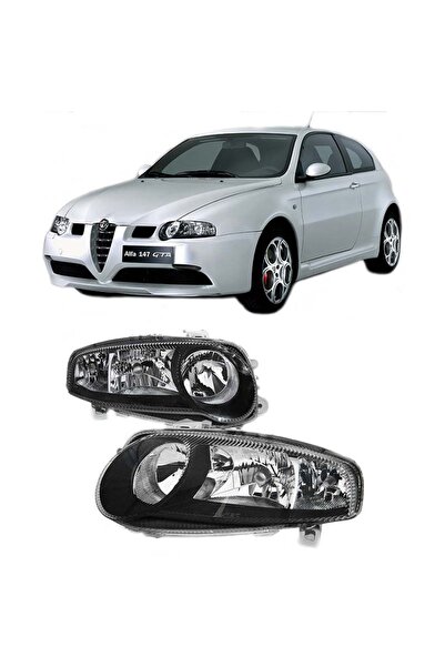 Depo Σετ Εμπρόσθιων Προβολέων Για Alfa Romeo 147 01-04 Μαύρο GTA H7/H7/H1 (CA...