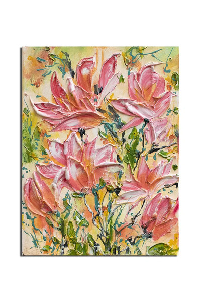 artnova Ръчно рисувана картина с импасто, Кралски лилии, 40x30 см акрил върху...