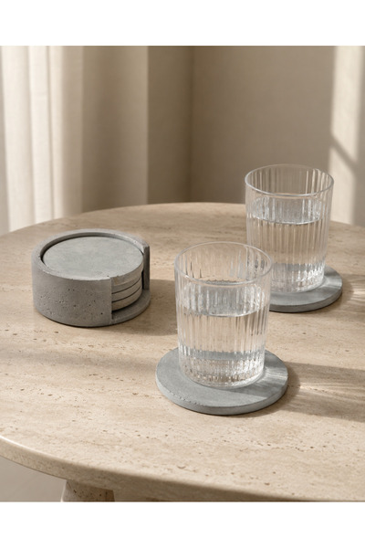 Lazuran Studio Set 4 Coastere Pahare Ø 10 cm cu Suport, Rotunde, Finisaj Mat ...