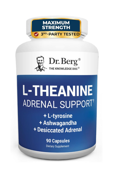 Dr. Berg Nutritionals L-Theanine Adrenal Support - 90 Capsules with Ashwa & L...