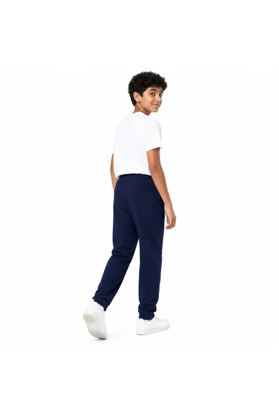 Generic Boy's Casual Navy Blue Elastic Waist Drawstring Pants