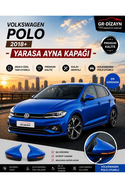 GR-Dizayn VOLSKWAGEN POLO 2018+ ARACA ÖZEL BOYALI YARASA AYNA KAPAĞI A+ (RESİ...