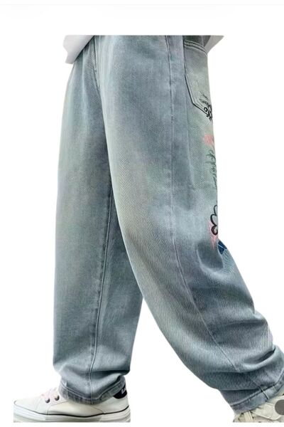 OEM Blugi baieti, denim, imprimeu, varsta 13 ani