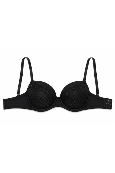 Generic Women's Padded Bra with Woven Lace and Lace Trim