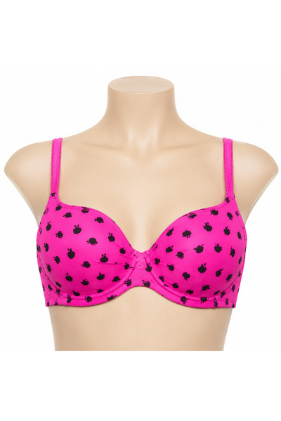 Generic Women's Fuchsia and Olive Colored Patterned Floral Bras, Size 56