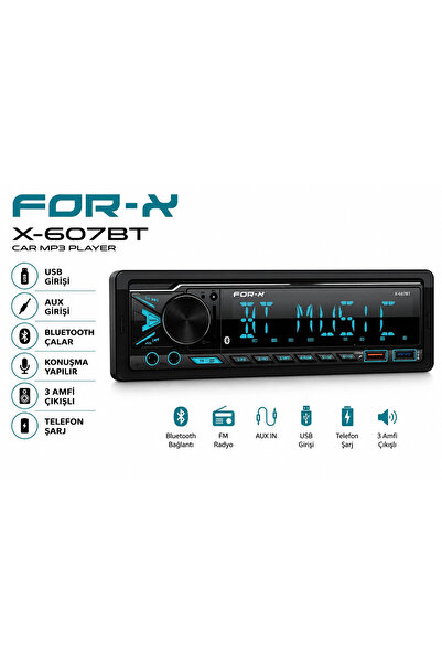 For-X Teyp – X-607BT 4x60w – 3 Amfi Çıkışlı - Bluetoothlu - 7 Renk - Geniş So...