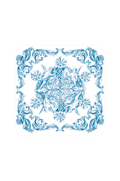 Rosivella Blue Blanc Royale 6-Piece Glass & Tray Mat Set