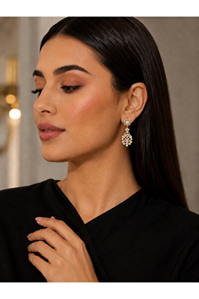 Generic Gold Color Zircon Earring for Occasions and Parties