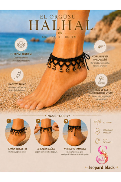 YSHINE Premium El Örgüsü Barefoot Halhal Bohem Plaj Ayak Aksesuarı