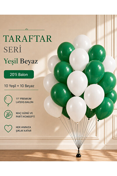Marlon Balon Taraftar Seri Yeşil Beyaz 20’li Balon Maç Günü Doğum Günü Parti ...