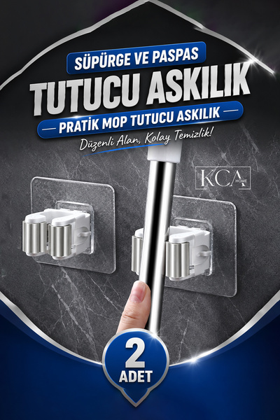 KCA HOME Süpürge ve Paspas Tutucu Askılık, Pratik Mop Tutucu Askılık, Mop Ask...