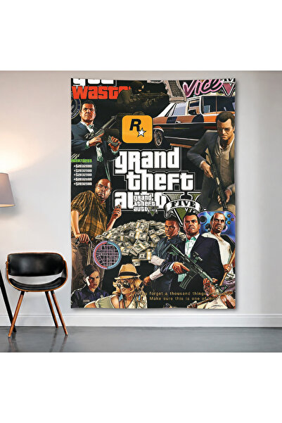 Geek Cultcha لوحة جدارية من Grand Theft Auto V، ملصق من قماش الساتان عالي الجودة