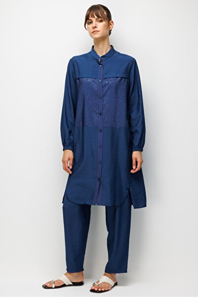 Micca %85 LyoCELL Goldy Desenli Arabant Basen Örten Tunik Pantalon Kombin Tak...