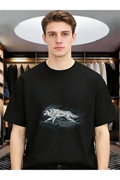 En22 Water Wolf Mythical Creature Minimalist Cool Men Funny Unique Casual Cot...