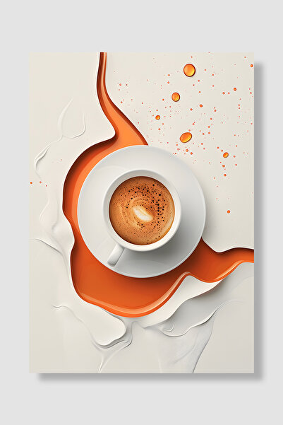 Luna Marissa Poster kafe Pogled iznad Espresso šolja Narančaste mrlje Moderna...