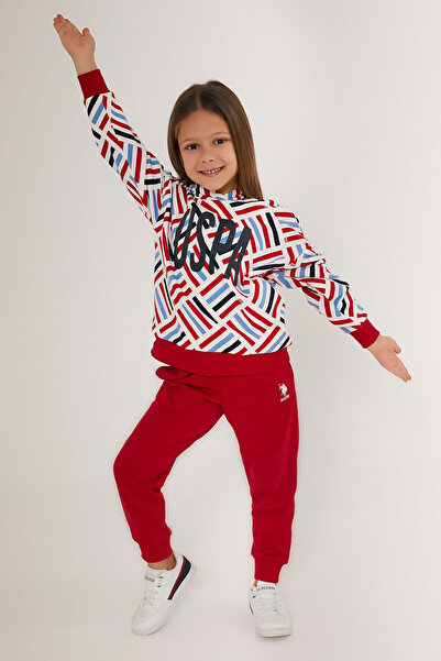 U.S. Polo Assn. U.S. Polo Assn Girl's Burgundy Tracksuit Set