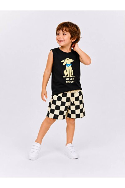 YİGİT BUTİK Tricou fără mâneci cu imprimeu câine pentru băieți, cu pantaloni ...