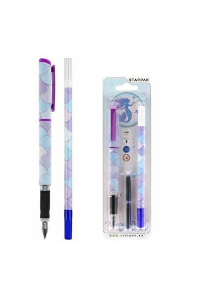 Starpak Stilou Syrenka, set 3 in 1 cu 2 cartuse si radiera, Multicolor, 1 buc