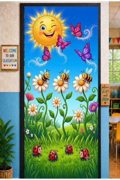 PROMISEBACKDROP2 زينة باب مرنة مقاس 190x75 سم، زينة باب من القماش، بتصميم الن...
