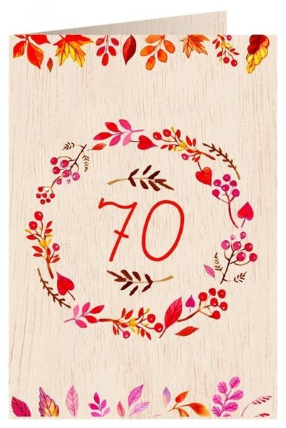 Cozywood Felicitare pentru aniversare, Cozywood, Plic, 70 ani, Carton, Multic...